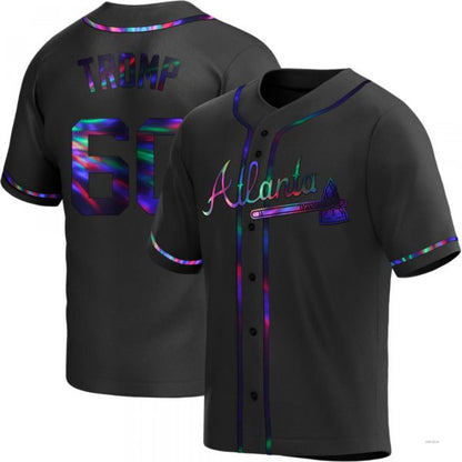 Atlanta Braves #60 Chadwick Tromp Black Holographic Alternate Jersey Stitches Baseball Jerseys - Main View