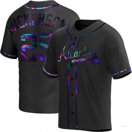 Atlanta Braves #25 Alex Dickerson Black Holographic Alternate Jersey Stitches Baseball Jerseys - Main View