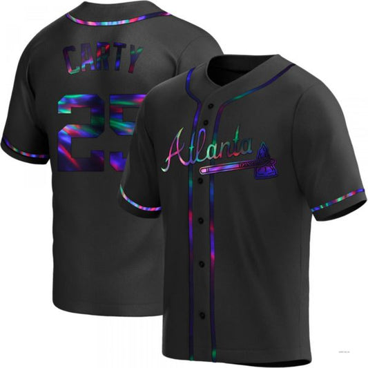 Atlanta Braves #25 Rico Carty Black Holographic Alternate Jersey Stitches Baseball Jerseys - Main View