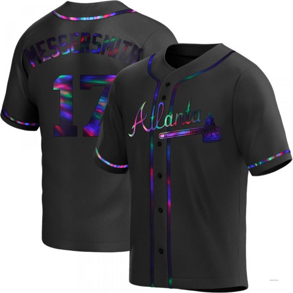 Atlanta Braves #17 Andy Messersmith Black Holographic Alternate Jersey Stitches Baseball Jerseys - Main View