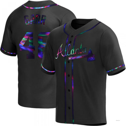 Atlanta Braves #48 Ralph Garr Black Holographic Alternate Jersey Stitches Baseball Jerseys - Main View