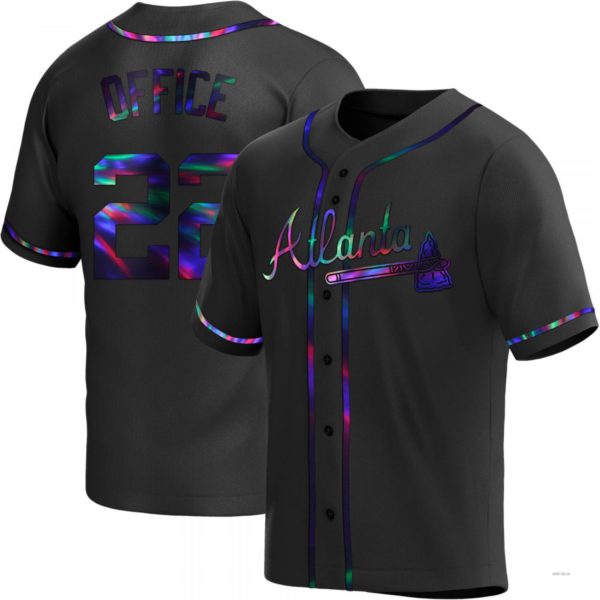 Atlanta Braves #22 Rowland Office Black Holographic Alternate Jersey Stitches Baseball Jerseys - Main View