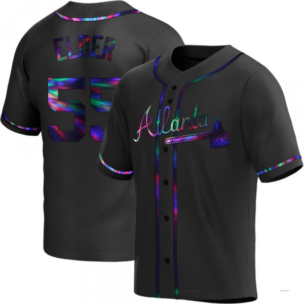 Atlanta Braves #55 Bryce Elder Black Holographic Alternate Jersey Stitches Baseball Jerseys - Main View