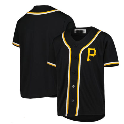 Pittsburgh Pirates Black Full-Button Replica Jersey Baseball Jerseys - Main View