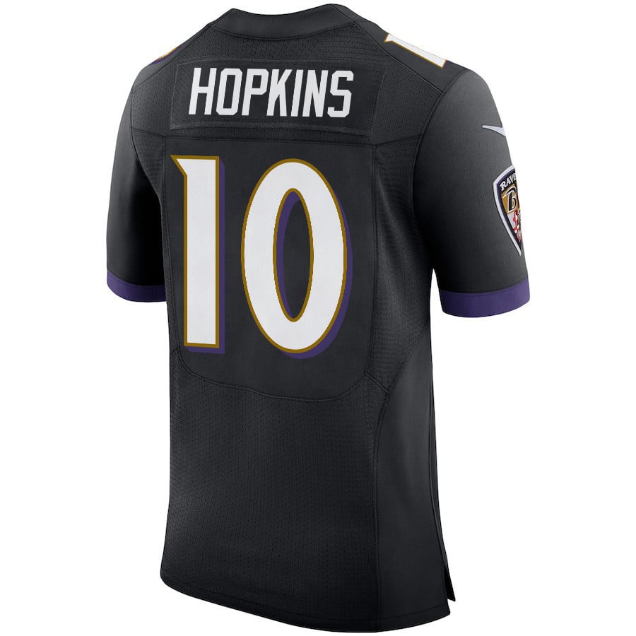 B.Ravens #10 DeAndre  Hopkins Black Game Jersey Stitched American Football Jerseys - Main View