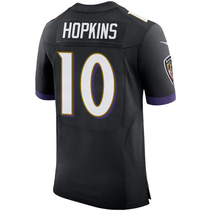 B.Ravens #10 DeAndre  Hopkins Black Game Jersey Stitched American Football Jerseys - Main View