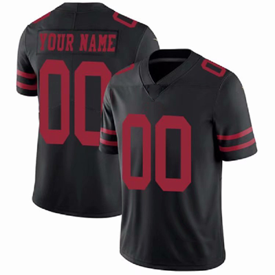 Custom SF.49ers Black Stitched American Football Jerseys - Main View