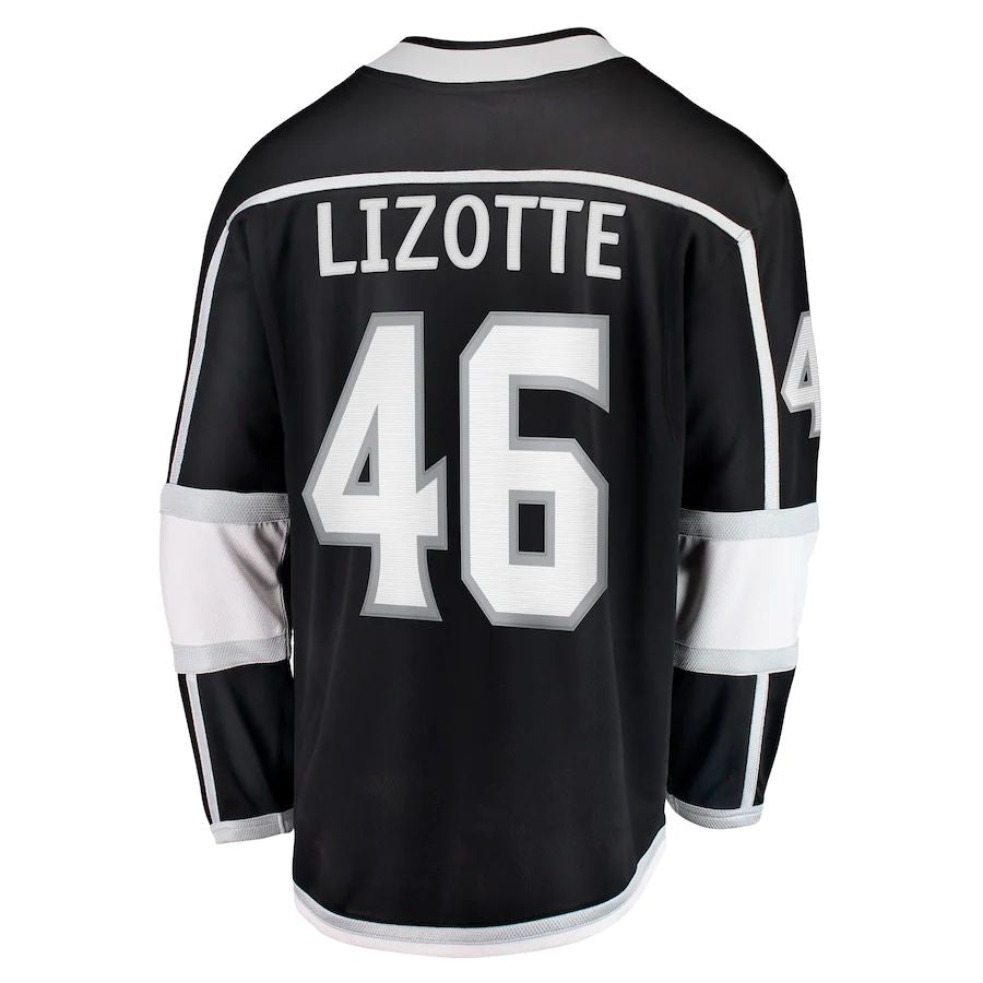 LA.Kings #46 Blake Lizotte Fanatics Branded Home Breakaway Player Jersey Black Stitched American Hockey Jerseys - Main View