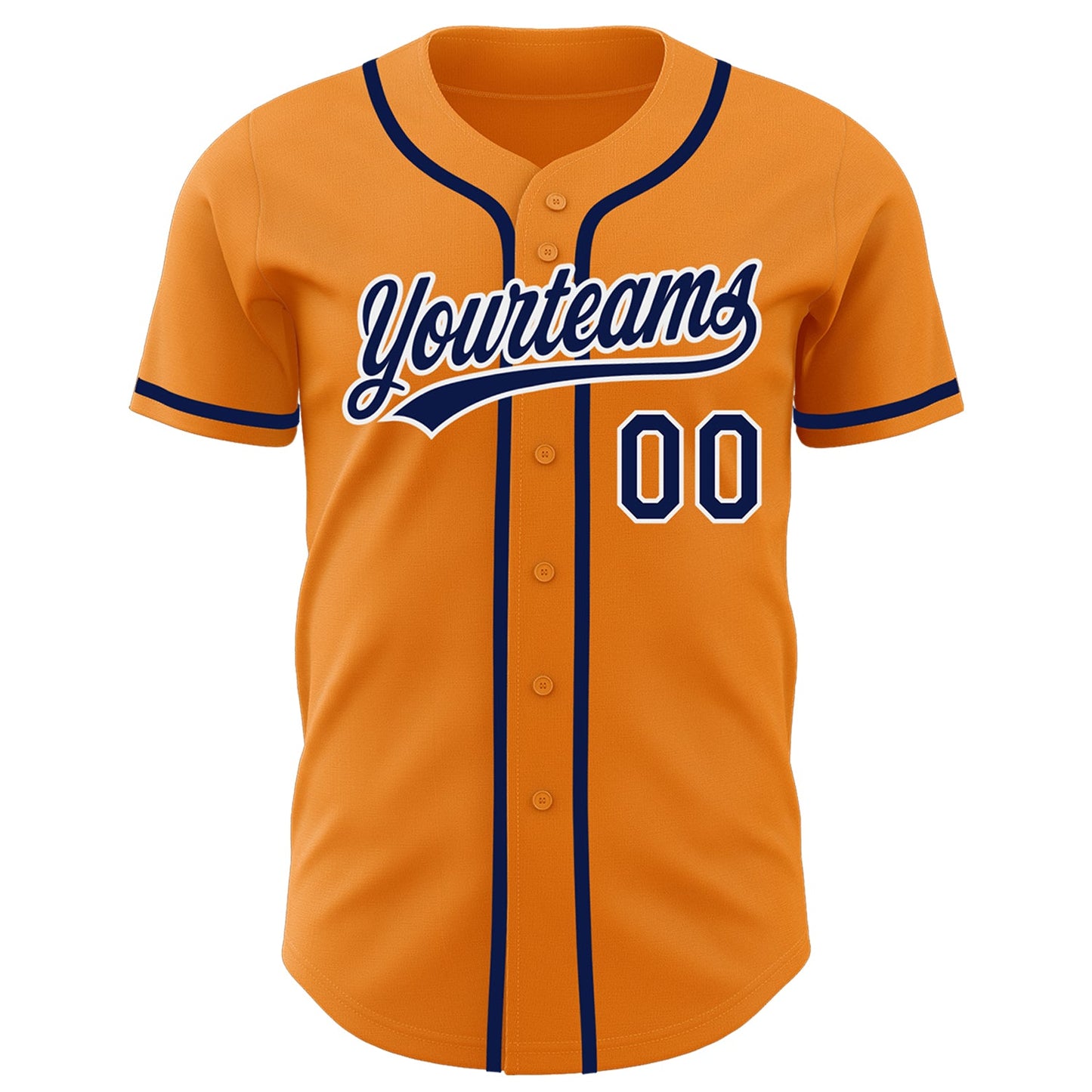 Custom Bay Orange Navy-White Authentic Baseball Jersey view 2