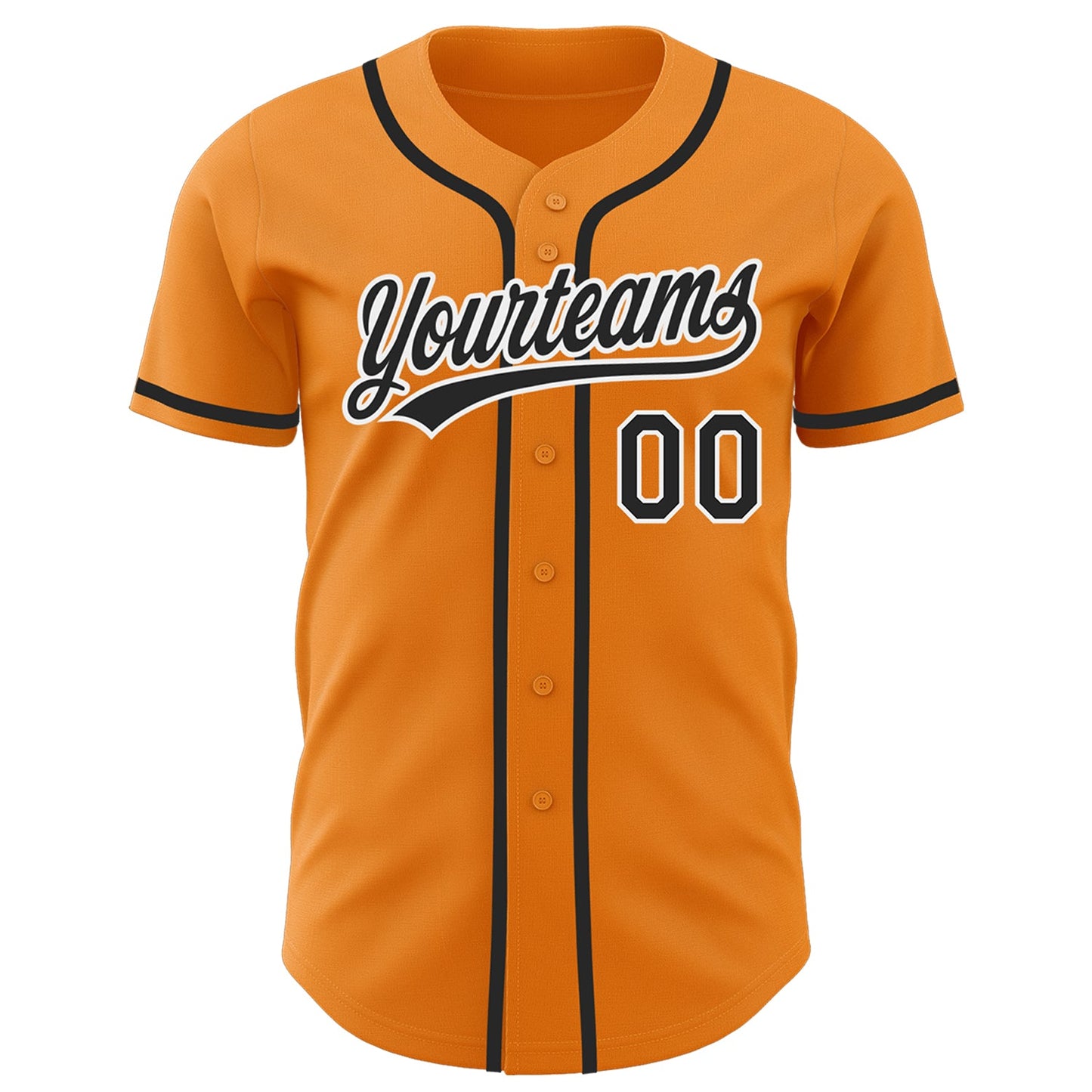 Custom Bay Orange Black-White Authentic Baseball Jersey view 3