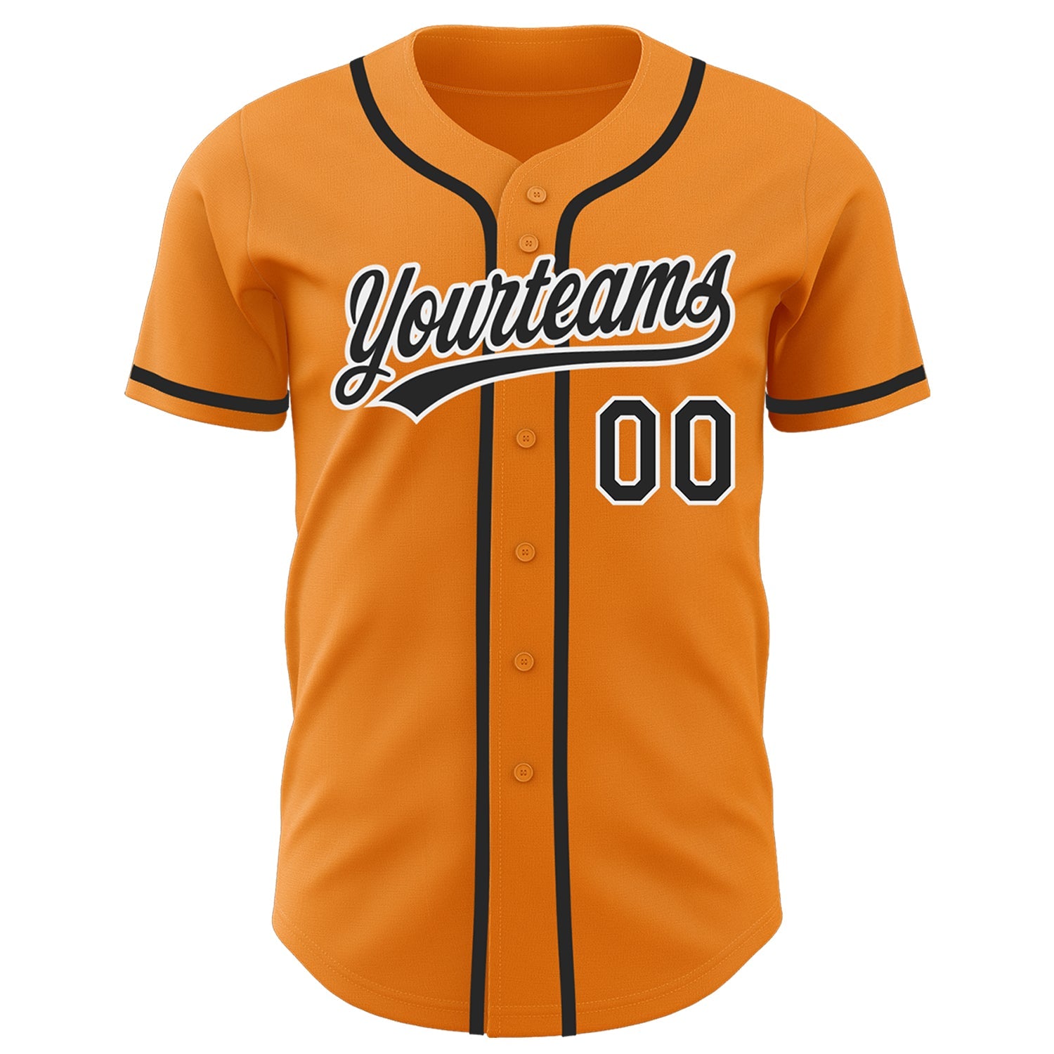 Custom Bay Orange Black-White Authentic Baseball Jersey view 3