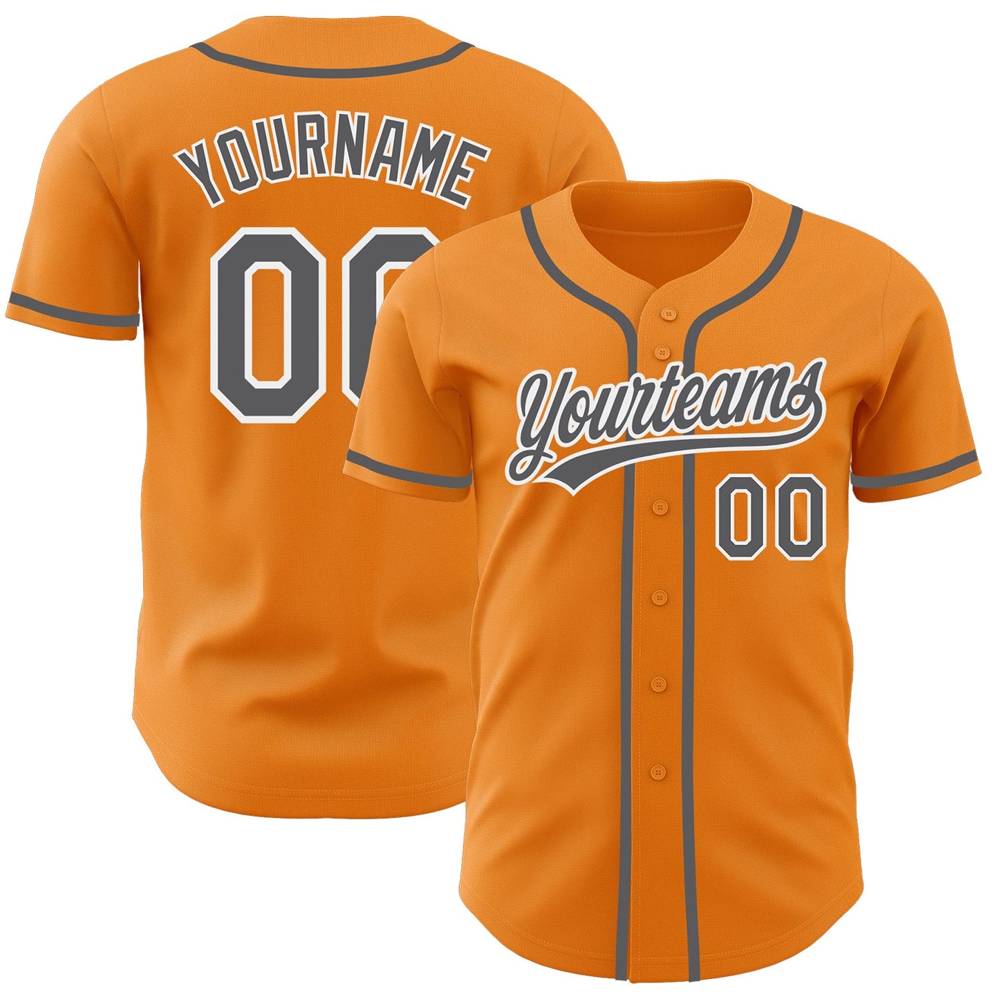 Custom Bay Orange Steel Gray-White Authentic Baseball Jersey - Main View
