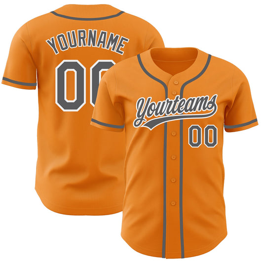 Custom Bay Orange Steel Gray-White Authentic Baseball Jersey - Main View