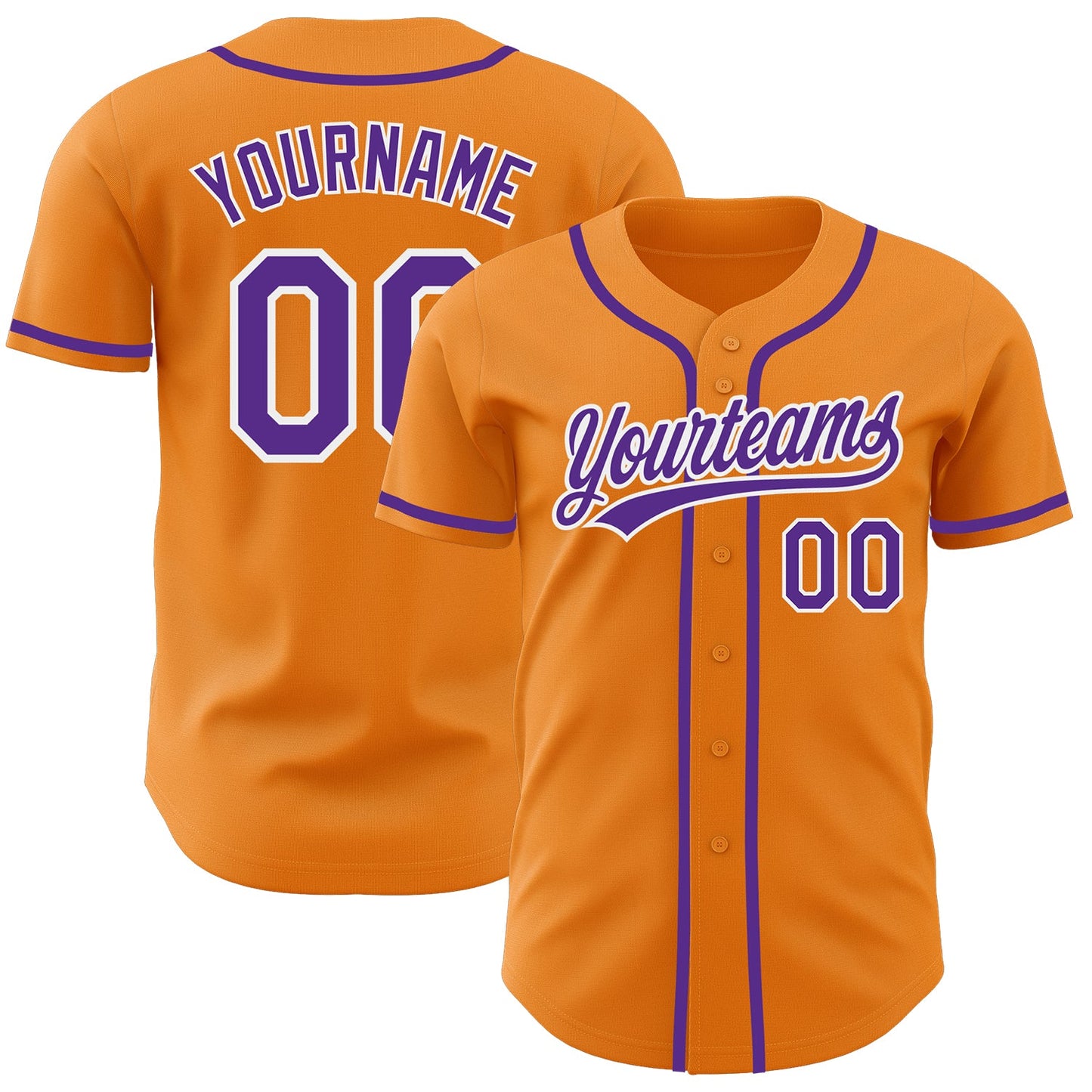 Custom Bay Orange Purple-White Authentic Baseball Jersey - Main View