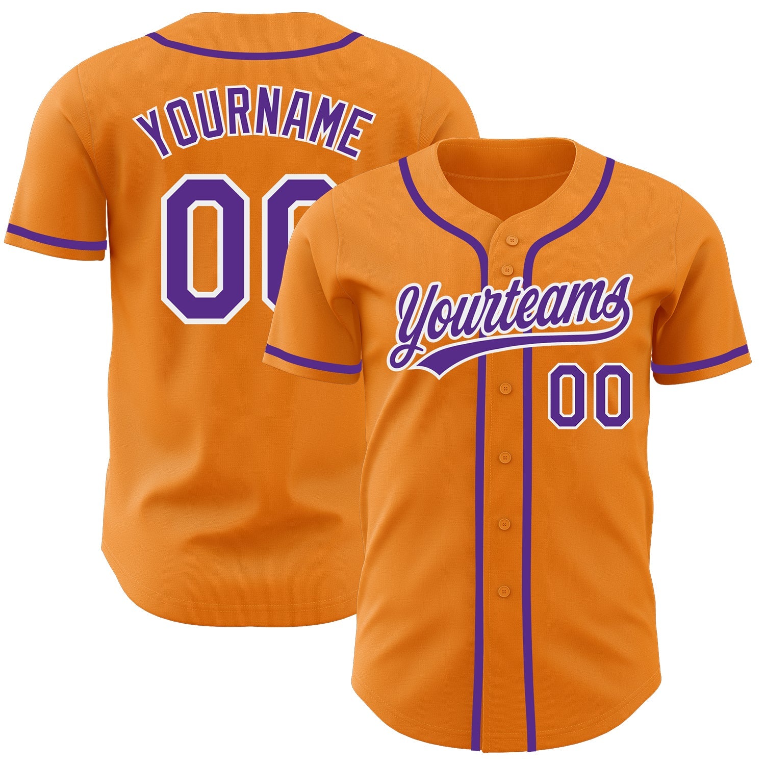 Custom Bay Orange Purple-White Authentic Baseball Jersey - Main View