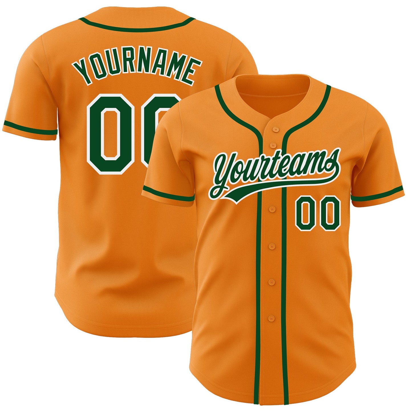 Custom Bay Orange Green-White Authentic Baseball Jersey - Main View