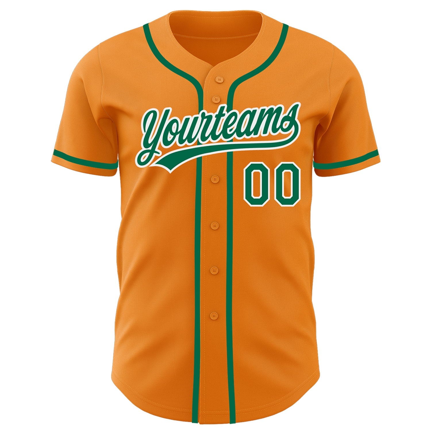 Custom Bay Orange Kelly Green-White Authentic Baseball Jersey view 2