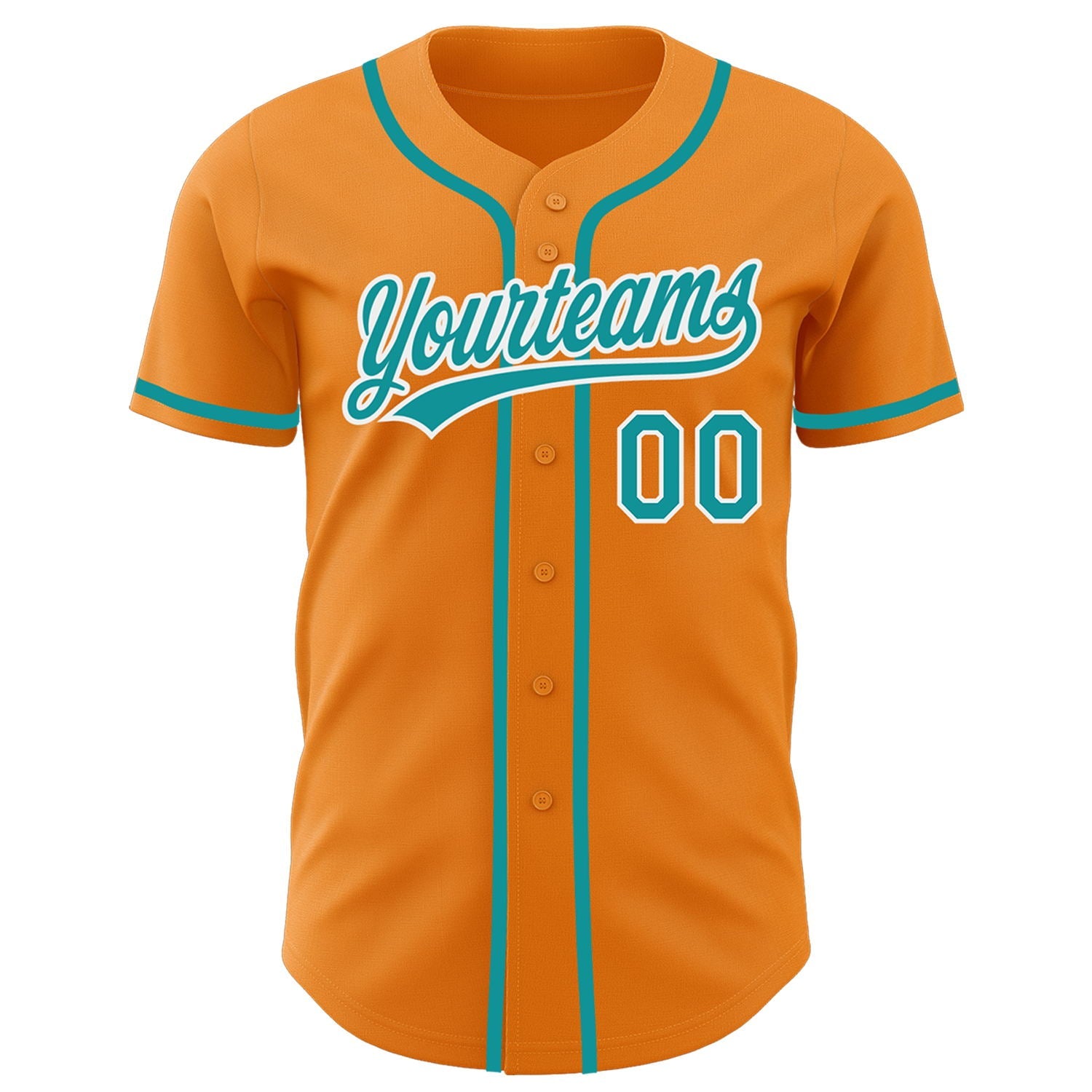 Custom Bay Orange Teal-White Authentic Baseball Jersey view 2