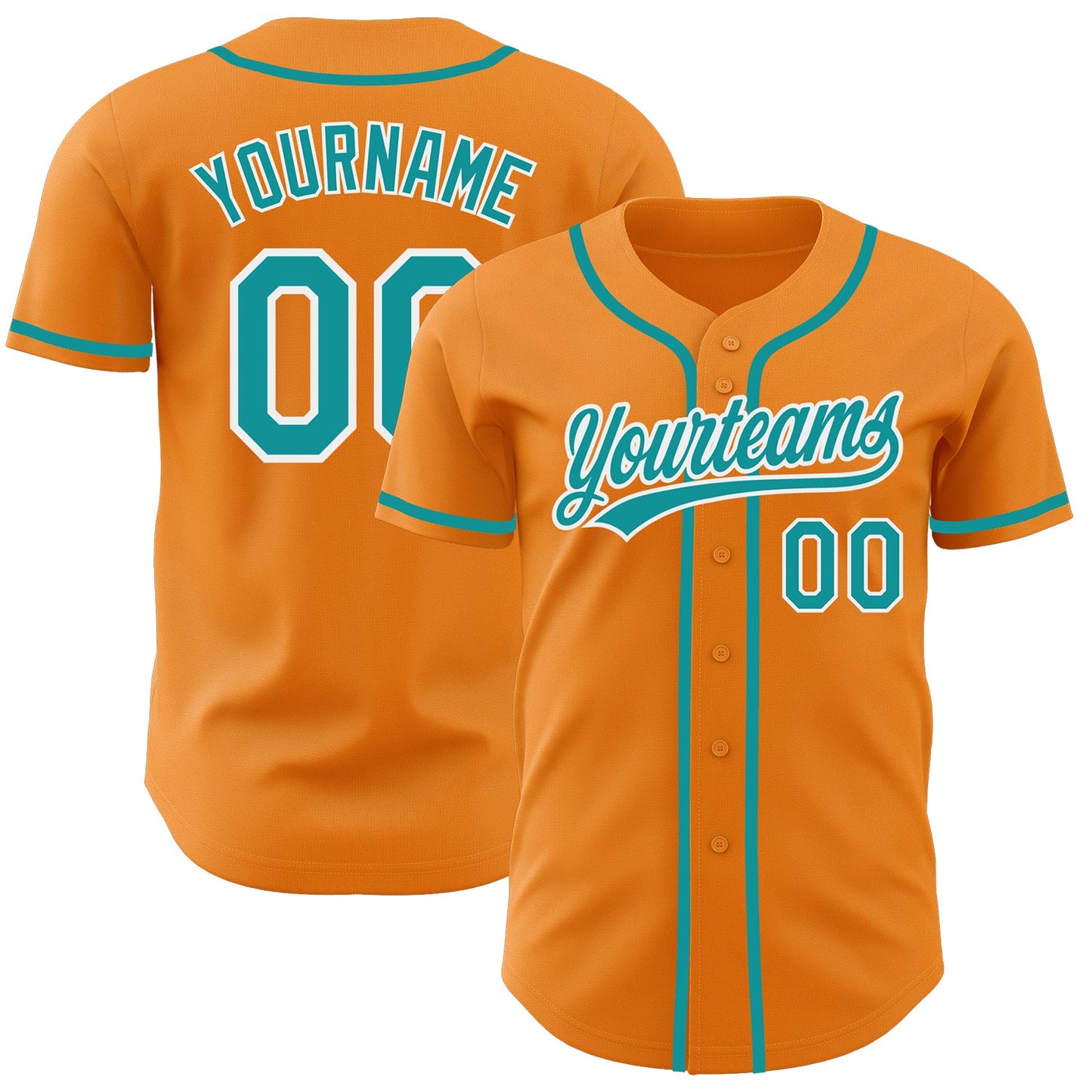 Custom Bay Orange Teal-White Authentic Baseball Jersey - Main View