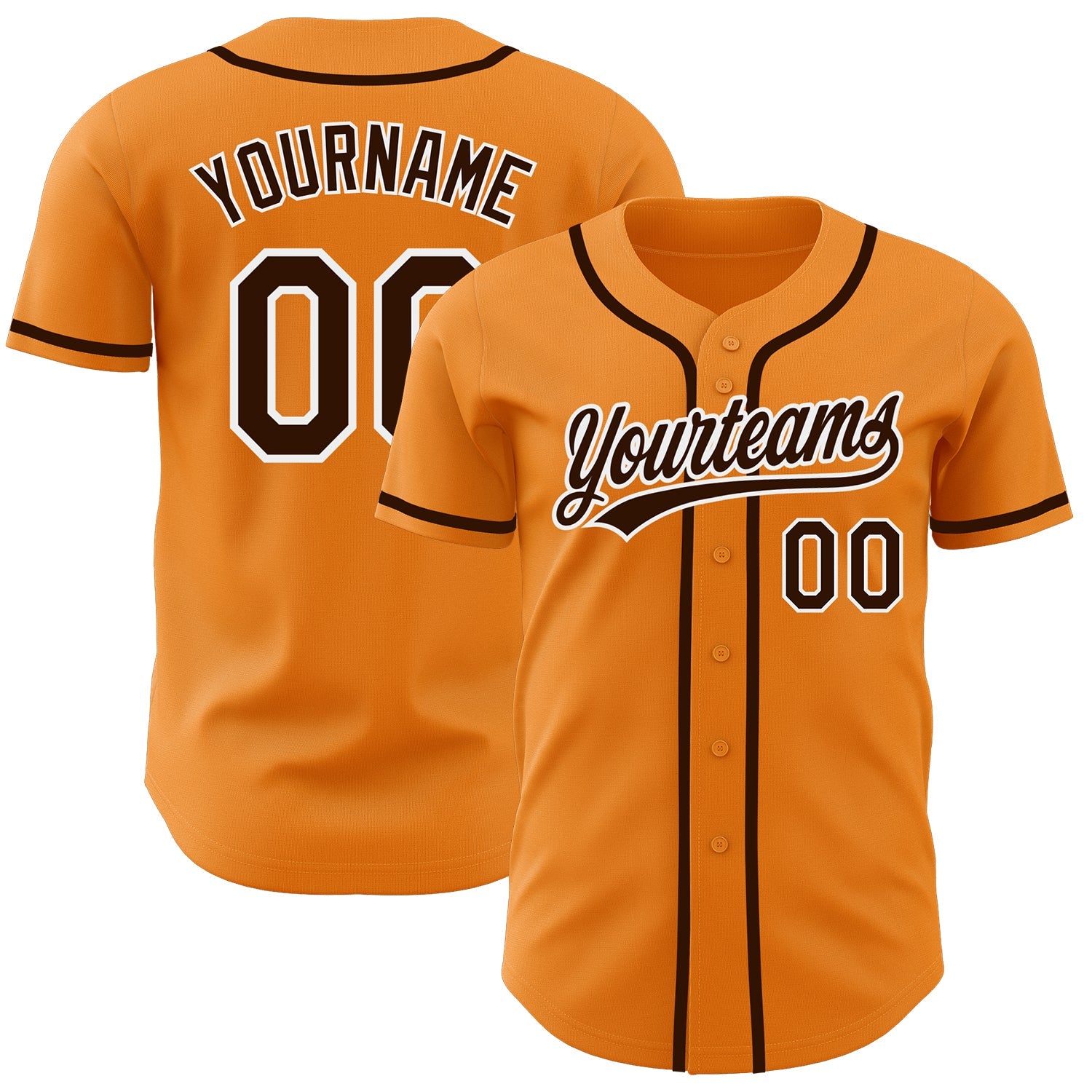Custom Bay Orange Brown-White Authentic Baseball Jersey - Main View