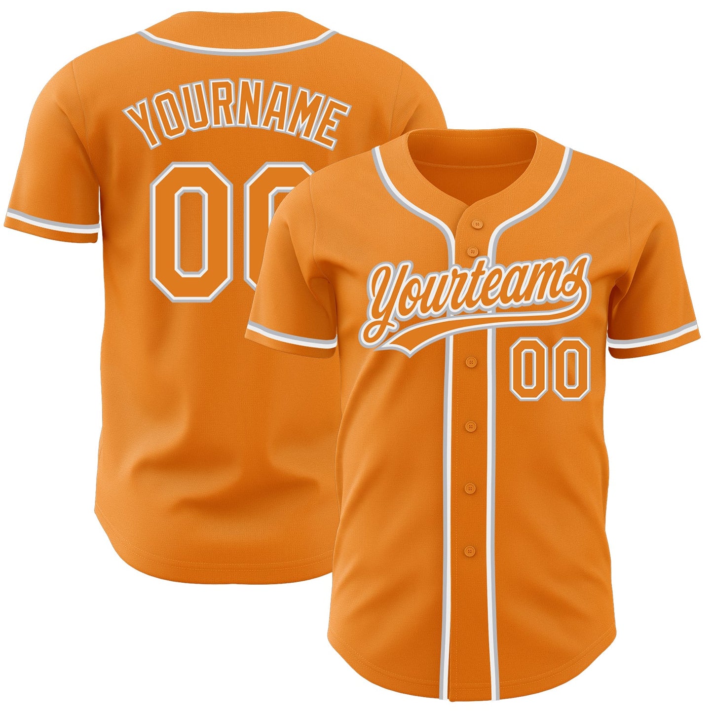 Custom Bay Orange White-Gray Authentic Baseball Jersey - Main View