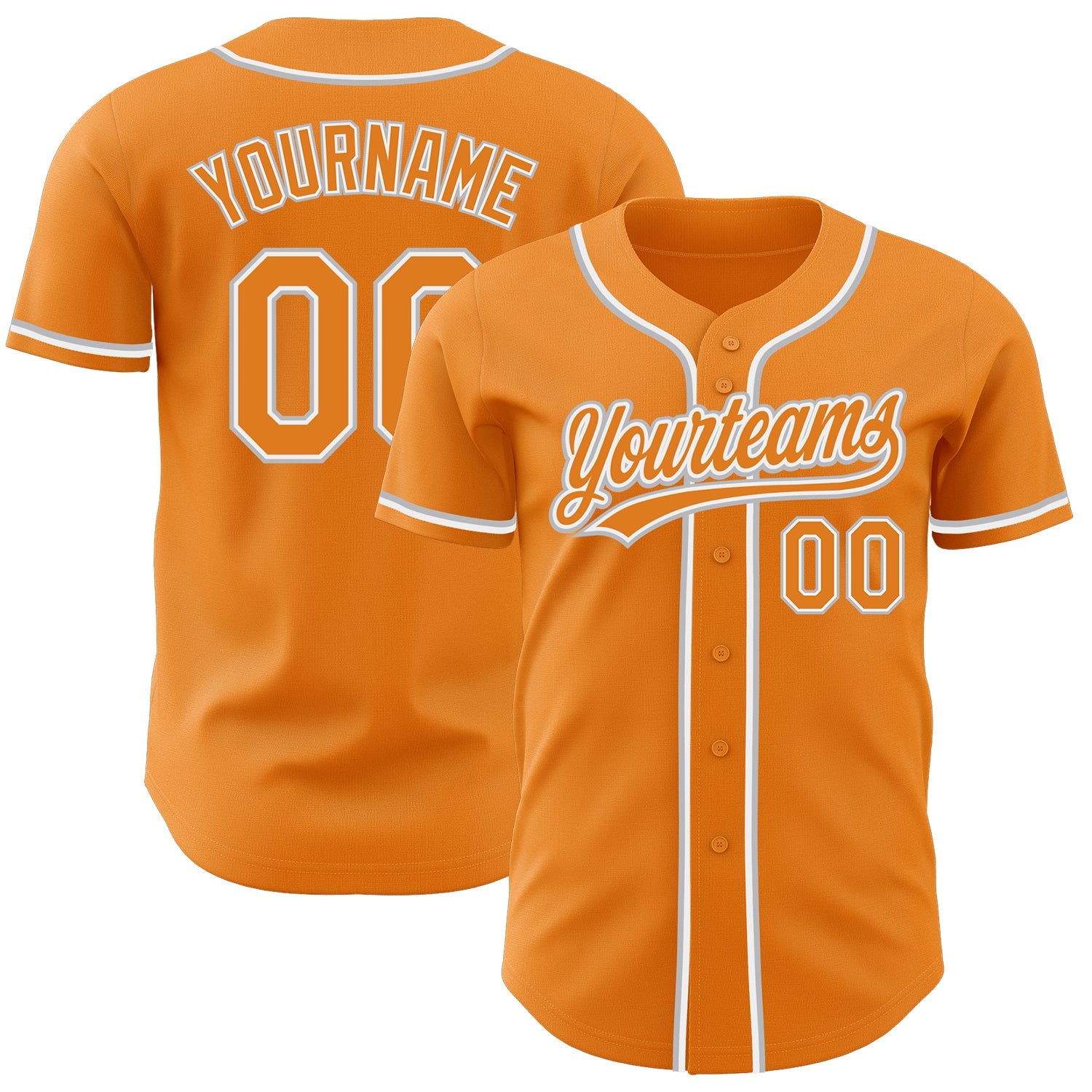 Custom Bay Orange White-Gray Authentic Baseball Jersey - Main View