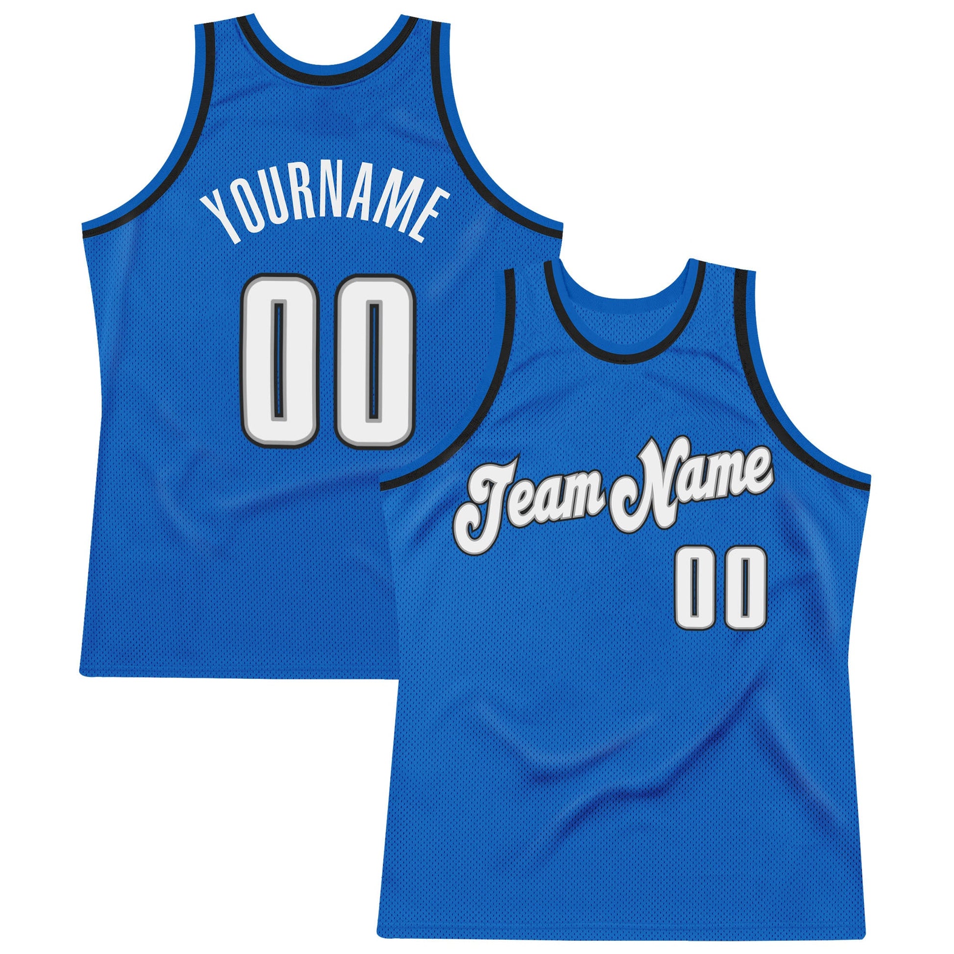 Custom Blue White-Black Authentic Throwback Basketball Jersey - Main View