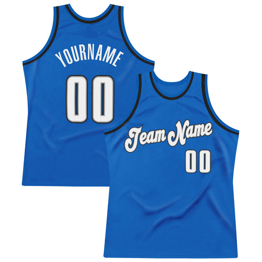 Custom Blue White-Black Authentic Throwback Basketball Jersey - Main View