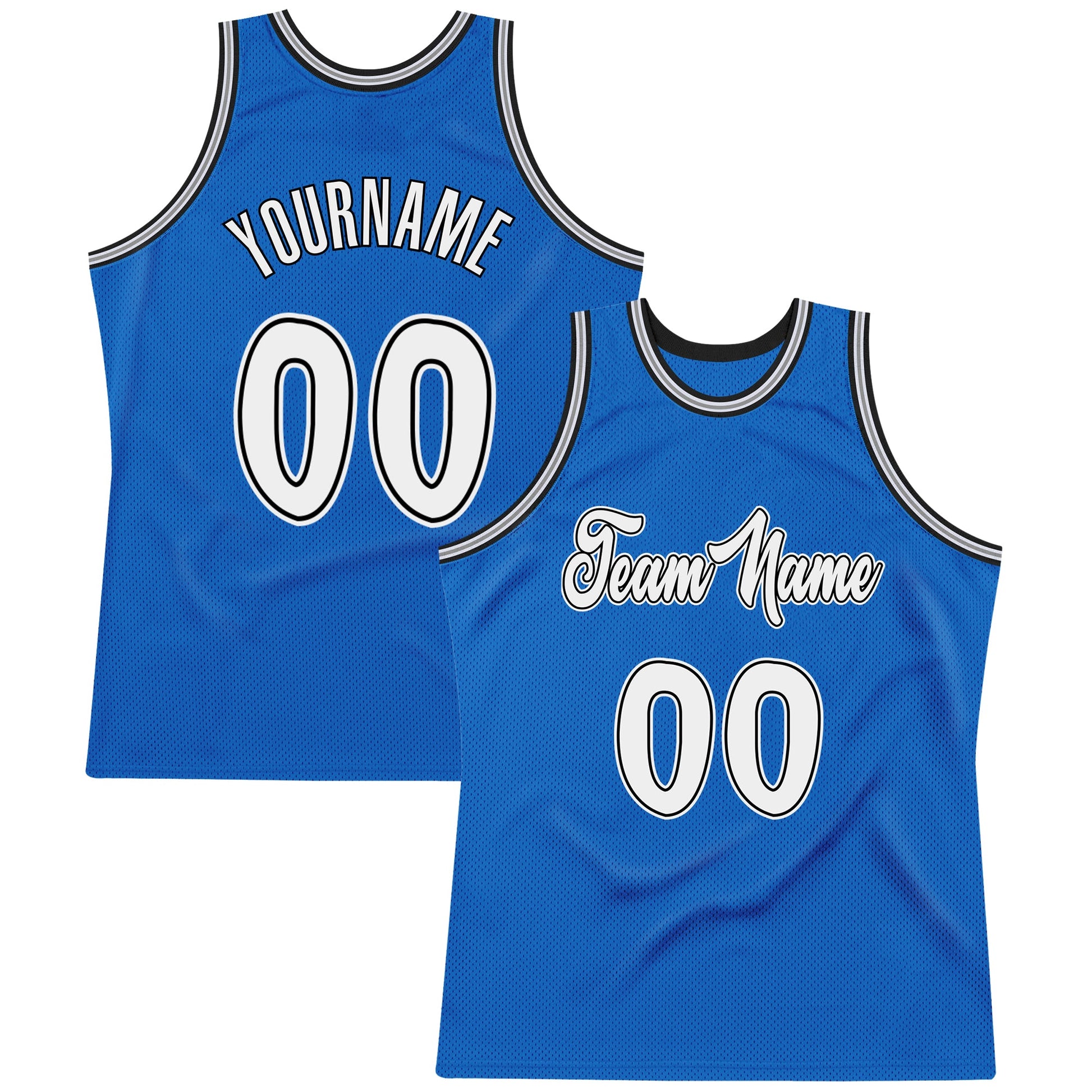 Custom Blue White-Black Authentic Throwback Basketball Jersey - Main View