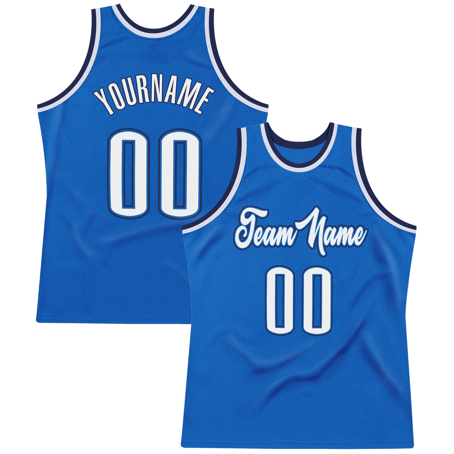 Custom Blue White-Navy Authentic Throwback Basketball Jersey - Main View