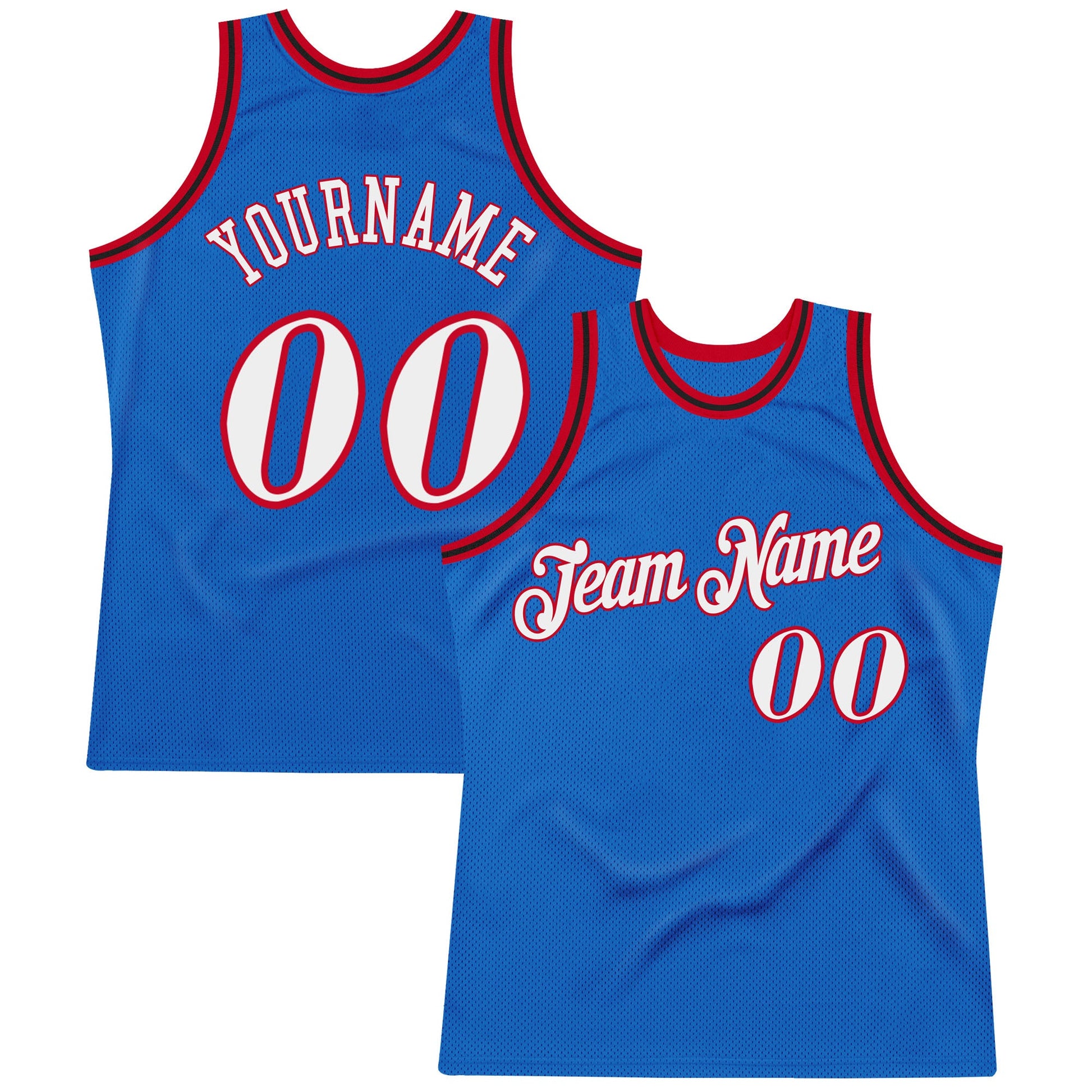 Custom Blue White-Red Authentic Throwback Basketball Jersey - Main View