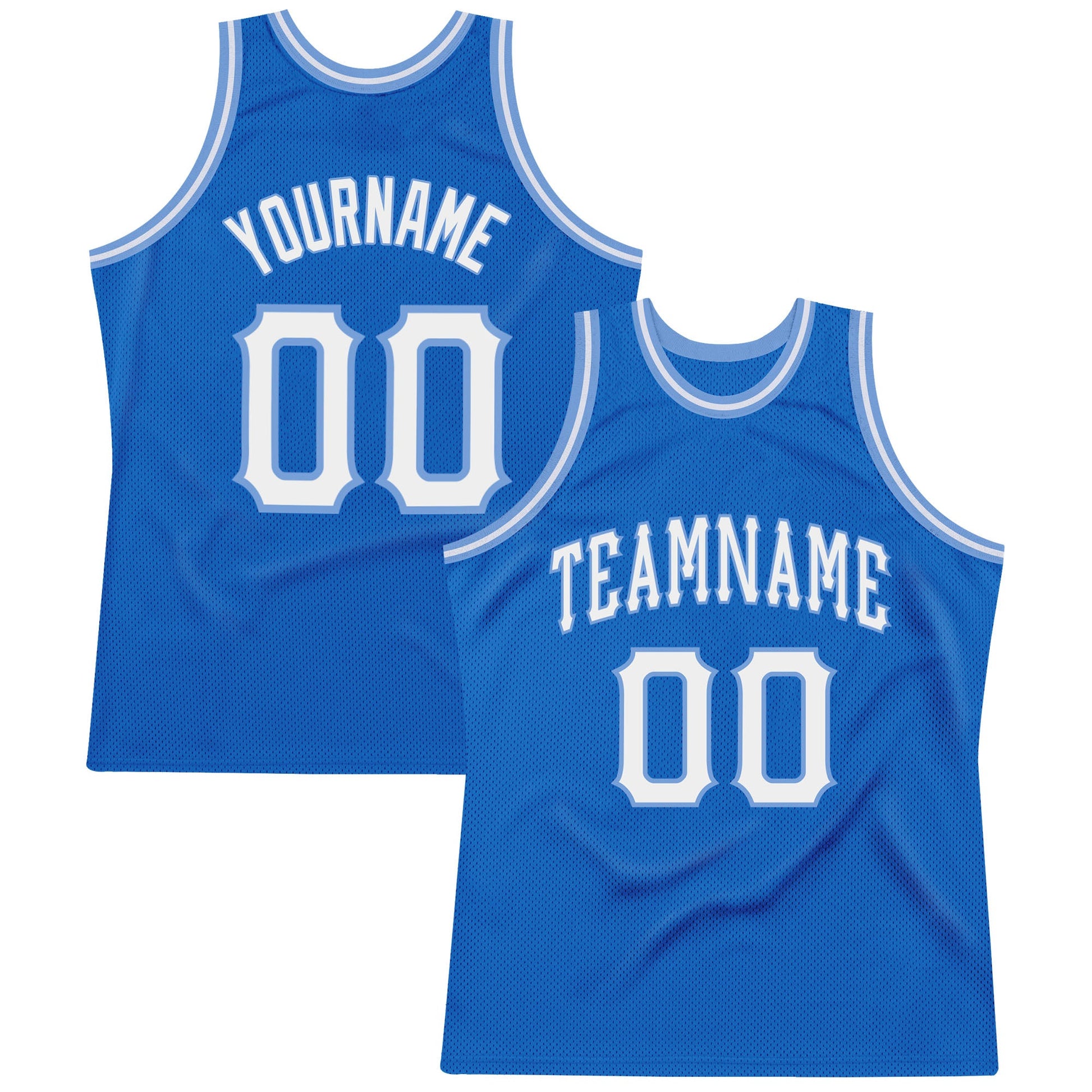 Custom Blue White-Light Blue Authentic Throwback Basketball Jersey - Main View