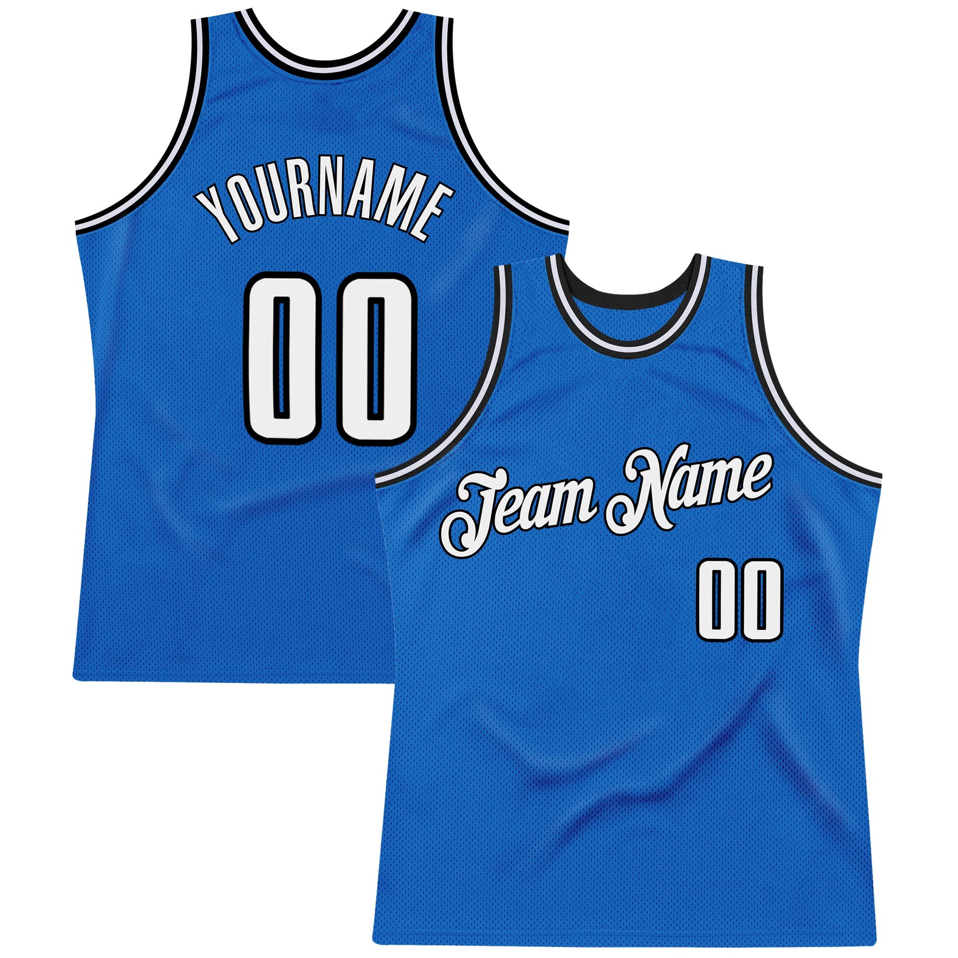 Custom Blue White-Black Authentic Throwback Basketball Jersey - Main View