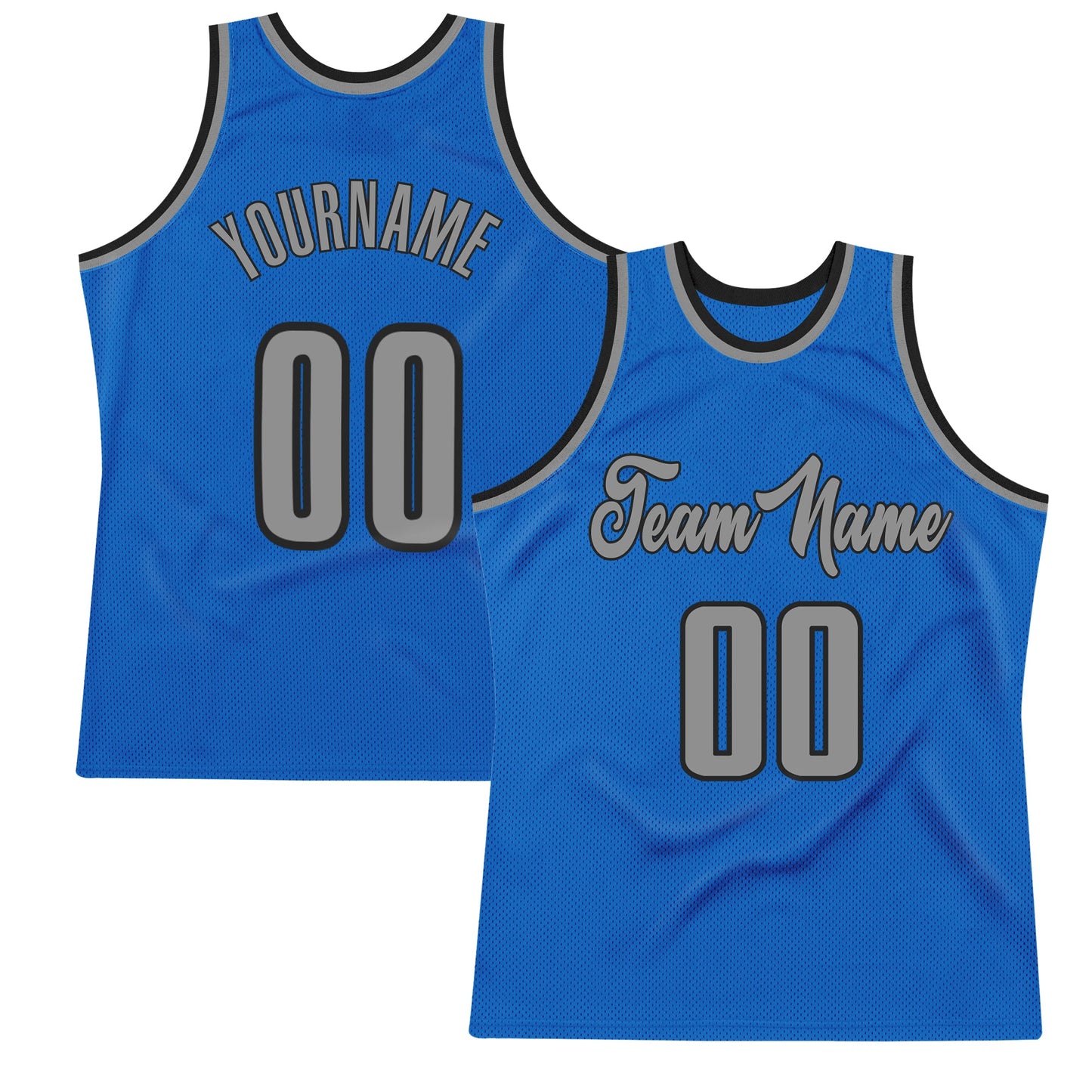 Custom Blue Gray-Black Authentic Throwback Basketball Jersey - Main View
