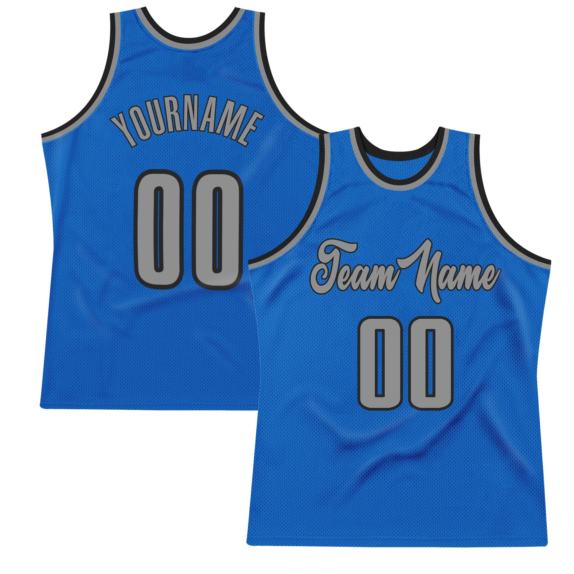 Custom Blue Gray-Black Authentic Throwback Basketball Jersey - Main View