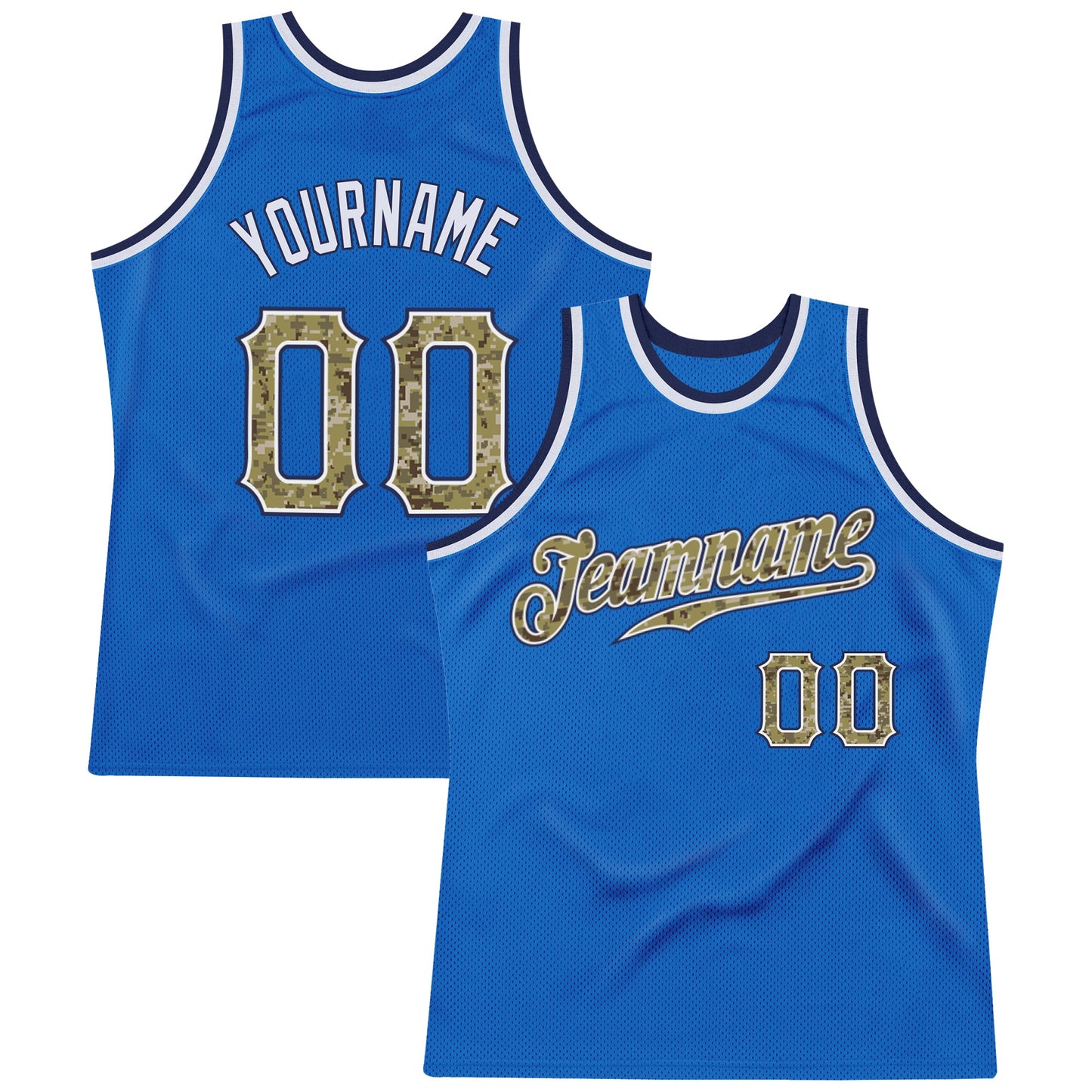 Custom Blue Camo-Navy Authentic Throwback Basketball Jersey - Main View