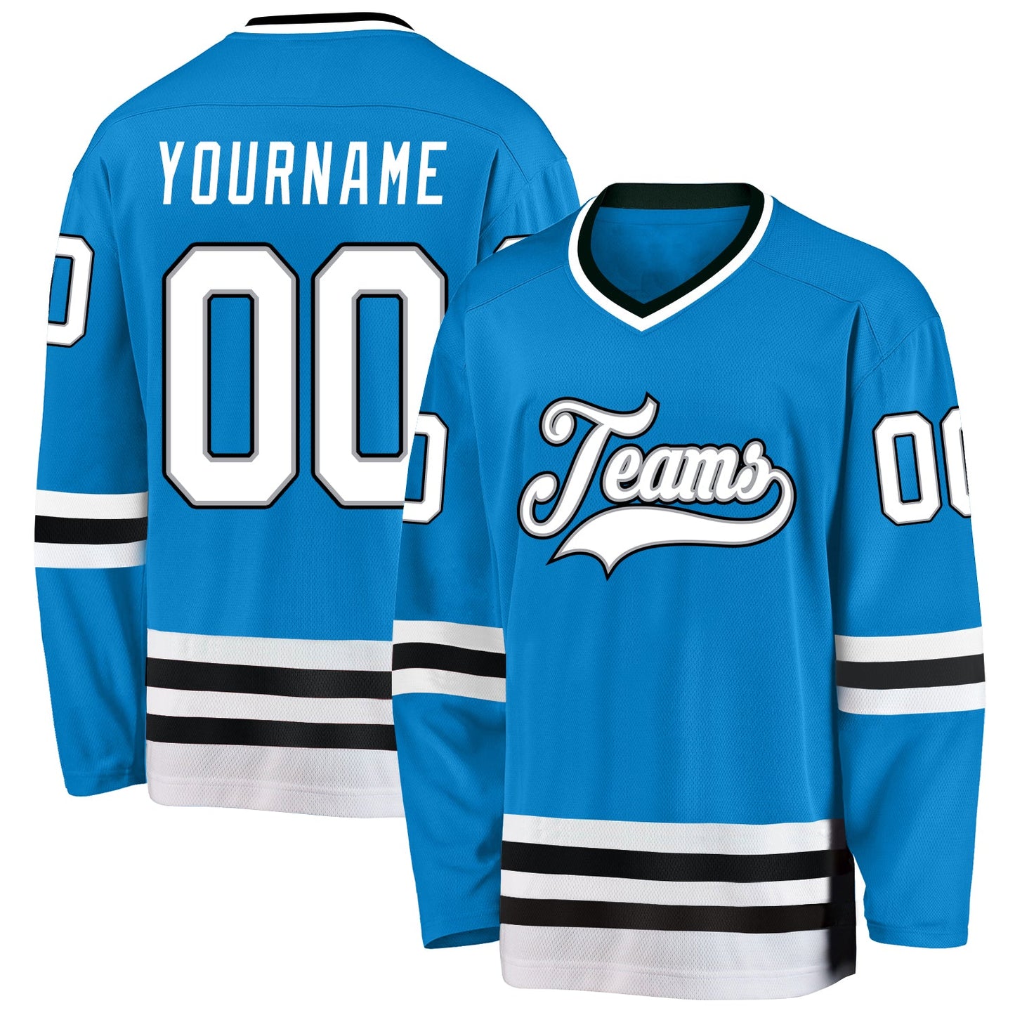 Custom Blue White-Black Hockey Jersey - Main View