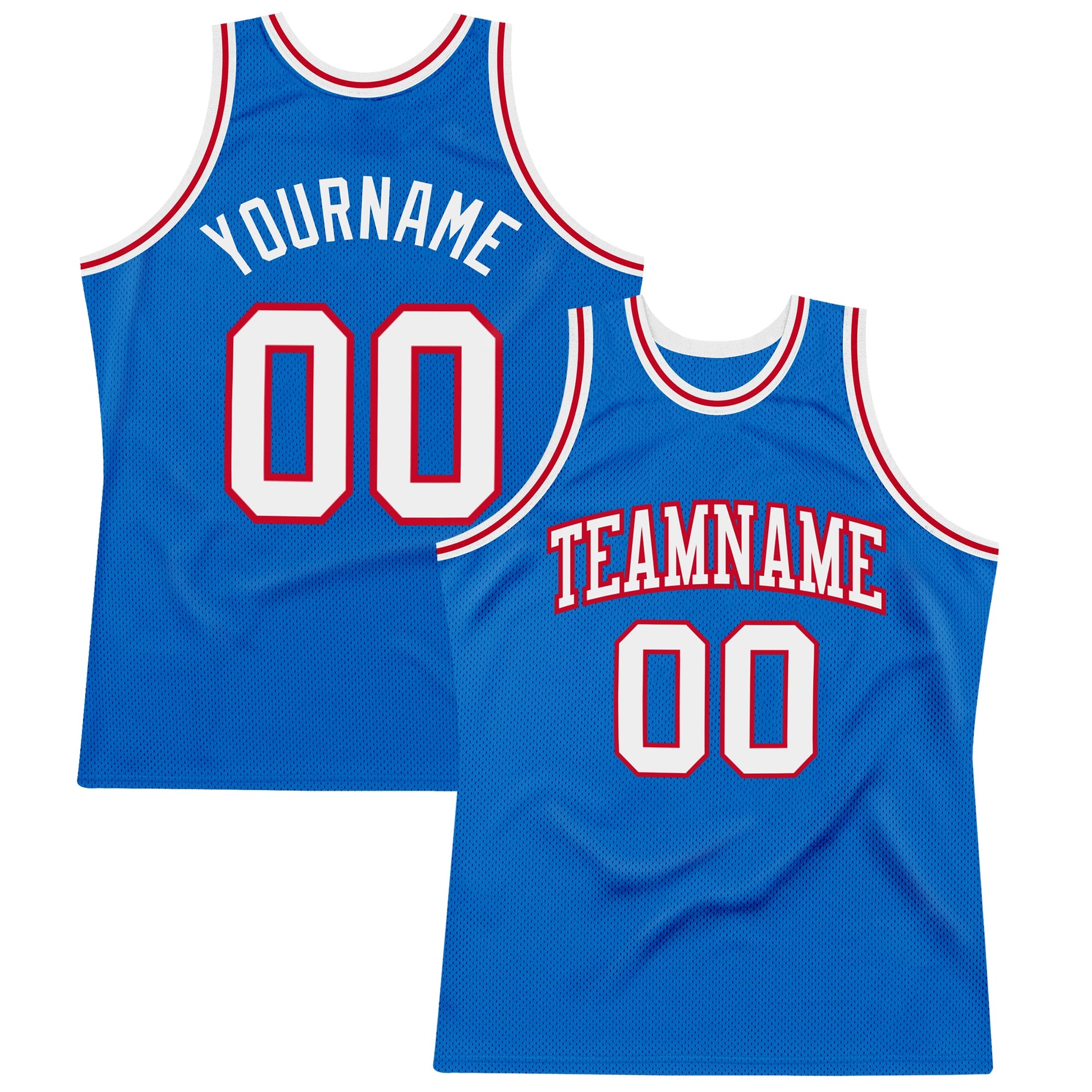 Custom Blue White-Red Authentic Throwback Basketball Jersey - Main View