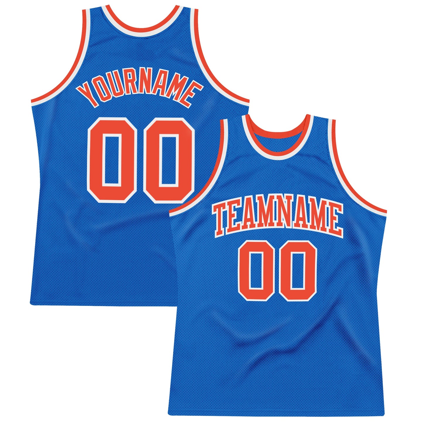 Custom Blue Orange-White Authentic Throwback Basketball Jersey - Main View