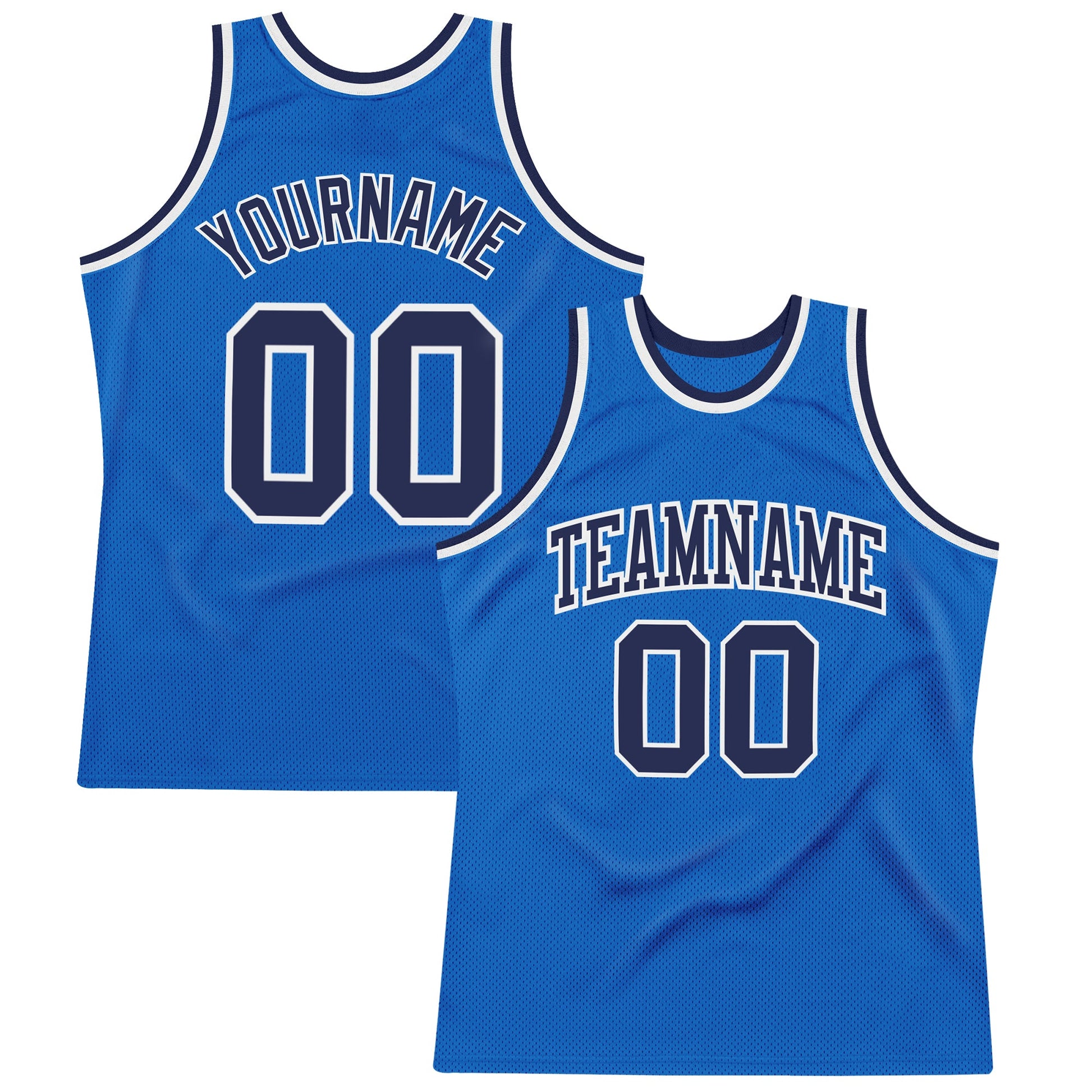 Custom Blue Navy-White Authentic Throwback Basketball Jersey - Main View
