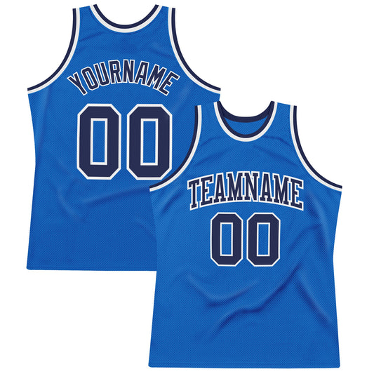 Custom Blue Navy-White Authentic Throwback Basketball Jersey - Main View