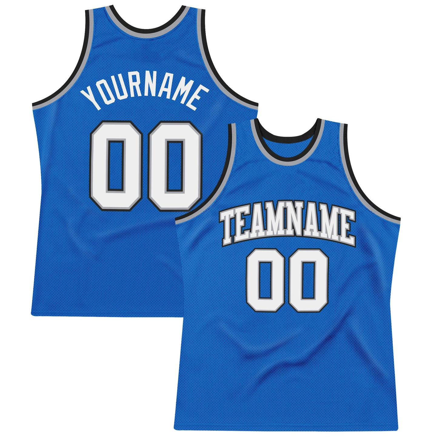 Custom Blue White-Gray Authentic Throwback Basketball Jersey - Main View