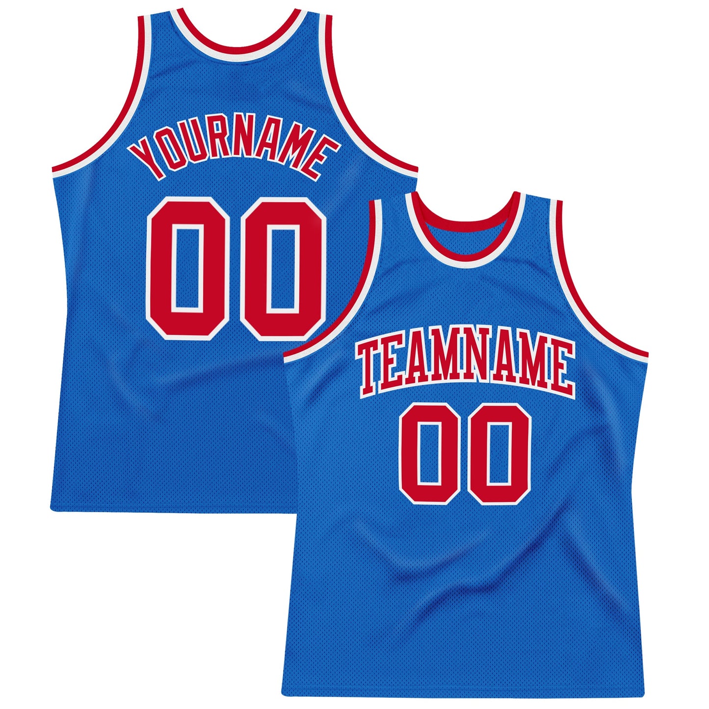 Custom Blue Red-White Authentic Throwback Basketball Jersey - Main View