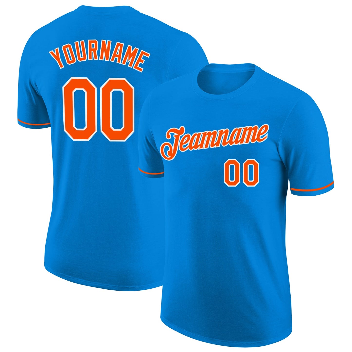 Custom Blue Orange-White Performance T-Shirt - Main View