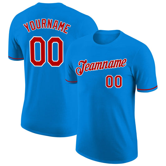 Custom Blue Red-White Performance T-Shirt - Main View