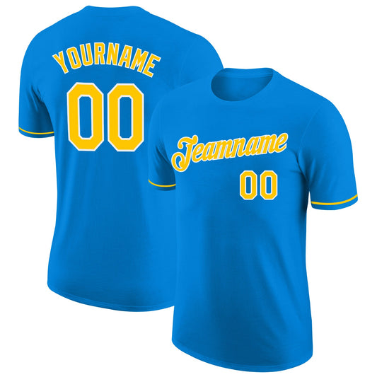 Custom Blue Gold-White Performance T-Shirt - Main View
