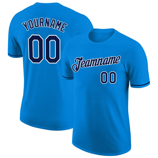 Custom Blue Navy-White Performance T-Shirt - Main View