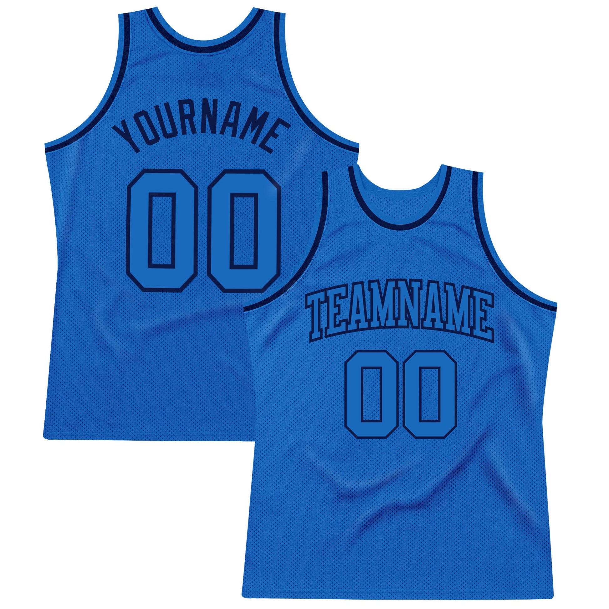 Custom Blue Blue-Navy Authentic Throwback Basketball Jersey - Main View