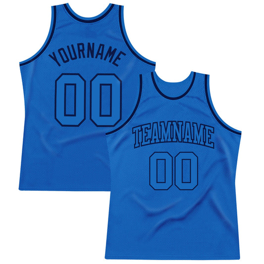 Custom Blue Blue-Navy Authentic Throwback Basketball Jersey - Main View
