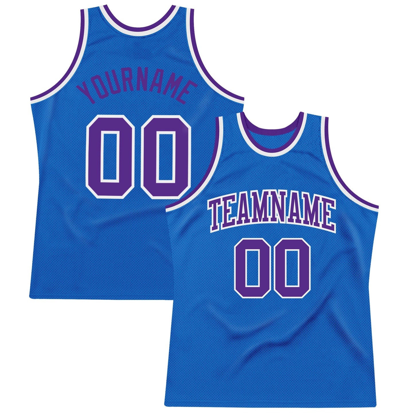 Custom Blue Purple-White Authentic Throwback Basketball Jersey - Main View